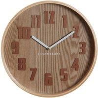 Premier Housewares Wall Clock, Glass, Wood, Brown
