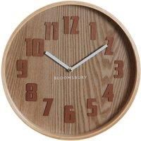 Premier Housewares Wall Clock, Glass, Wood, Brown