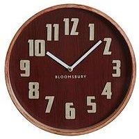 Premier Housewares Wall Clock, Glass, Wood, Red