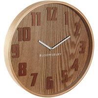 Premier Housewares Wall Clock, Glass, Wood, Brown