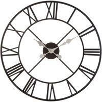 Premier Housewares Vitus Roman Numeral Metal Large Wall Clock 56cm Black