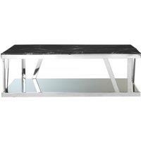 Orsina Durable Marble Top Coffee Table, Contemporary Decorative Coffee Table For Livingroom, Strong Coffee Table in Black