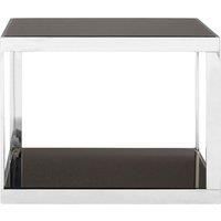 Orsina Sleek Allure Silver Finish Square Coffee Table, Black Tempered Glass Display Table, Decorative Coffee Table