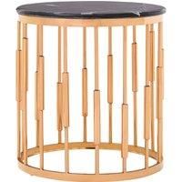 Orsina Functional Round Copper Finish Side Table, Luxury Modern Side Table For Livingroom, Sturdy Bedside Table in Rose Gold