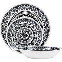 Premier Housewares 12Piece Maya Dinner Set  Black