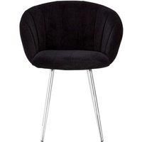 Orsina Black Velvet Chair, Backrest Dining Chair, Easy to Clean Swivel Dining Armchair, Comfortable Armchair