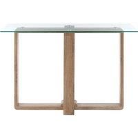Orsina Tempered Glass Console Table, Elegant Hallway Table For Livingroom, Airy Modern Console Table For Bedroom in Natural