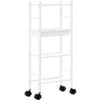 Premier Housewares 4 Tier Storage Kitchen Trolley Wheels Narrow Kitchen Trolley with Vegetable Storage Trolly Kitchen Trolleys with Wheels