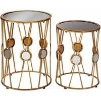 Interiors By Ph Tables Black Glass / Gold Metal Set Of 2
