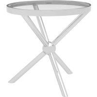 Orsina Elegant Round Silver Side Table, Durable Small Lounge Table For Tea, Stainless Steel Base Bedside Table