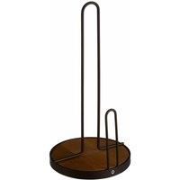 Premier Housewares Kitchen Roll Holder, Iron, Rubberwood (Hevea), Bronze