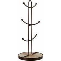 Premier Housewares Mug Tree, Iron, Rubberwood (Hevea), Bronze