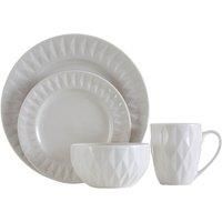 Premier Housewares 16 pc Embossed Geo Dinner Set - White