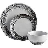 Premier Housewares Dinner Sets with 12 Pieces / White Dinner Set with Different Sized Plates for Dinners / Lunches / Set for 4 Made in Stoneware 28 x 28 x 28, Multicolor