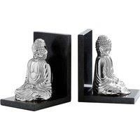 Premier Housewares Set of 2 Bookends Marble Buddha, Silver