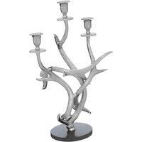Premier Housewares Antler 3 Candelabra  Silver Nickel Finish & Black Marble Base