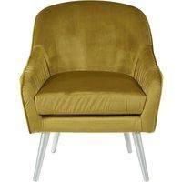 Modern Mustard Velvet Armchair For Living Rooms, Elegant Curve Pleated Lounge Chair, Decent Dining Chair