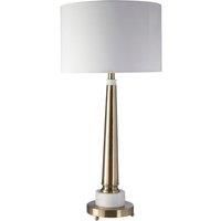 Interiors By Premier Metal Table Lamp Antique Brass Finish With White Shade