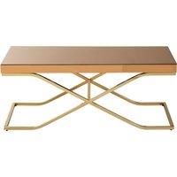 Light Brown Coffee Table, Gold, 116cm