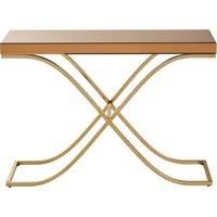 Orsina Spacious Gold Finished Decorative Table For Hallways, Modern Rectangular Console Table With Brown Glass Top
