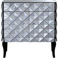 Orsina Contemporary Silver Finish Cabinet, Geometric Design Storage Cabinet For Kitchen, Sideboard Wooden Cabinet