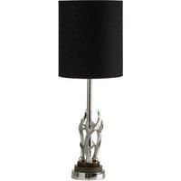 Premier Housewares Antler Table Lamp with Marble Base Aluminium & Black Drum Shade