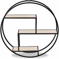 Interiors By Ph Round Metal Shelf Wood Black Powder Coating