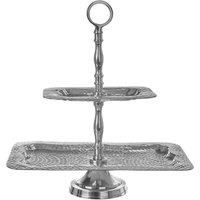2 Tier Hammered Aluminium Cake Stand 38 Cm Premier Housewares