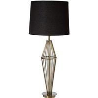 Premier Housewares Reginald Table Lamp in Antique Brass Finish with Black Fabric Shade