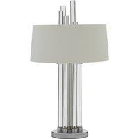 Premier Housewares Midas Table Lamp with Silver Finish Base & White Fabric Shade, Silver