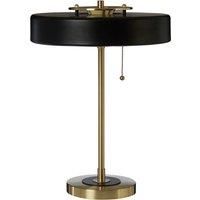 Premier Housewares Rogano Table Lamp with Brush Brass Finish Base & Black Metal Shade, Gold
