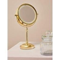 Premier Housewares Gold Cassini LED Table Mirror