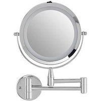 Premier Housewares Extendable LED Wall Mirror, Bathroom, Shaving, Chrome Iron