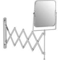 Premier Housewares Extendable Wall Mirror, Bathroom, Shaving, Chrome Iron, Square - Silver