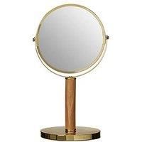 Premier Housewares Vanity Mirror, Bathroom, Makeup, Rubberwood, Cassini - Gold