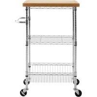 Frankfurt Kitchen Trolley Bamboo / Metal 3 Tiers Serving Cart Storage
