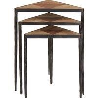 Orsina Set Of 3 Triangular Tables, Luxe Bedside Tables, Wooden Triangular Accent Tables For Outdoor Patio, Side Tables in Natural
