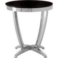 Orsina Luxurious Black Tempered Glass Side Table, Versatile Silver Finished Bedside Table, Modern Round Table