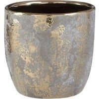 Premier Housewares Orvena Ceramic Flower Pot in Grey/Gold Finish - Large