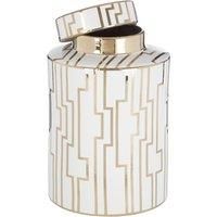 Premier Housewares Ariana Large Ceramic Jar - White/Gold