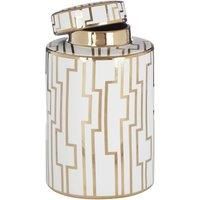 Premier Housewares Ariana Small Ceramic Jar - White/Gold Finish
