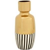 Premier Housewares Cassia Ceramic Vase in Black/White/Gold Stripe - Large