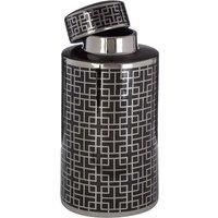 Premier Housewares Daria Large Ceramic Jar - Black/Silver Finish
