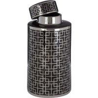 Premier Housewares Daria Small Ceramic Jar - Black/Silver Finish