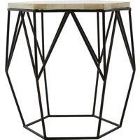Orsina Geometric Hexagonal Side Table, Unique Decorative Table, Monochromatic Wireframed Bedside Table, Small Table in Black