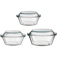 Maison By Premier Set of 3 Casserole Dishes, Clear