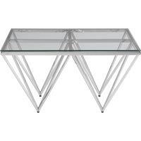 Orsina Sleek Spike Base Coffee Table, Silver Finish Modern Coffee Table For Livingroom, Durable Decorative Table