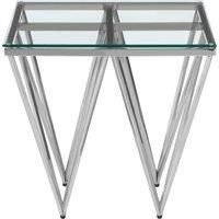 Orsina Modern Design Silver Finish Spike Legs End Table, Durable Constructed Metal End Table, Sturdy Bedside Table