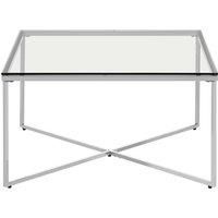 Orsina Contemporray Design Silver Finish Cross Base Coffee Table, Durable Constructed Coffee Table, Sleek Table