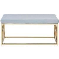 Interiors by PH Powder Blue Velvet Gold Bench